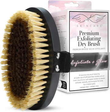 Seraphic Skincare Dry Brush Body Exfoliator for Smooth & Glowing Skin, Promotes Blood Circulation – Exfoliating Body Brush for Cellulite, Lymphatic Drainage – Sisal & Ionic Copper Bristle Body Buffer