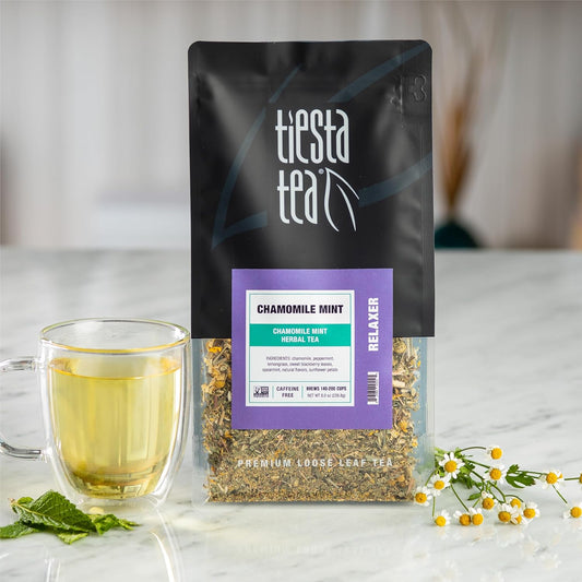 Tiesta Tea - Chamomile Mint | Chamomile Mint Herbal Tea | Premium Loose Leaf Tea Blend | Caffeine Free Herbal Tea | Make Hot Or Iced Up & 200 Cups - 8 Oz Resealable Bulk Pouch