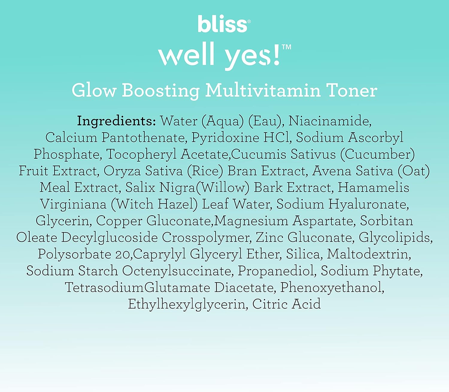 Bliss Well Yes Hydrating Toner with Vitamin B3, B5, B6, C & E - Brightens, Soothes, and Balances Skin - Alcohol-Free, Ideal for Sensitive & Oily Skin : Beauty & Personal Care