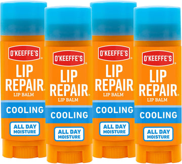 O'Keeffe'S Cooling Relief Lip Repair Lip Balm For Dry, Cracked Lips, Stick, (Pack Of 4)