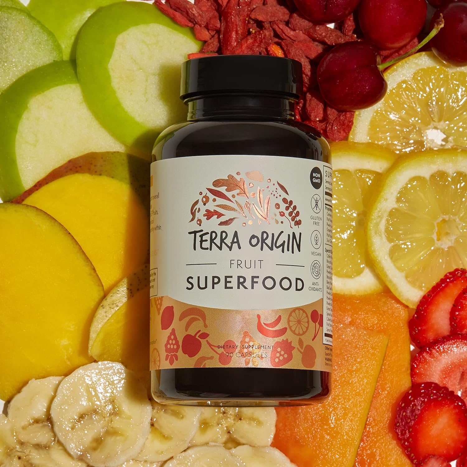 TERRA ORIGIN Veggie and Fruit Superfood 2-Pack | 180 Capsules (90 Fruit and 90 Veggie) with Spectra® Antioxidant Blend. 100% Plant Based, Whole Nutrient Rich : Health & Household