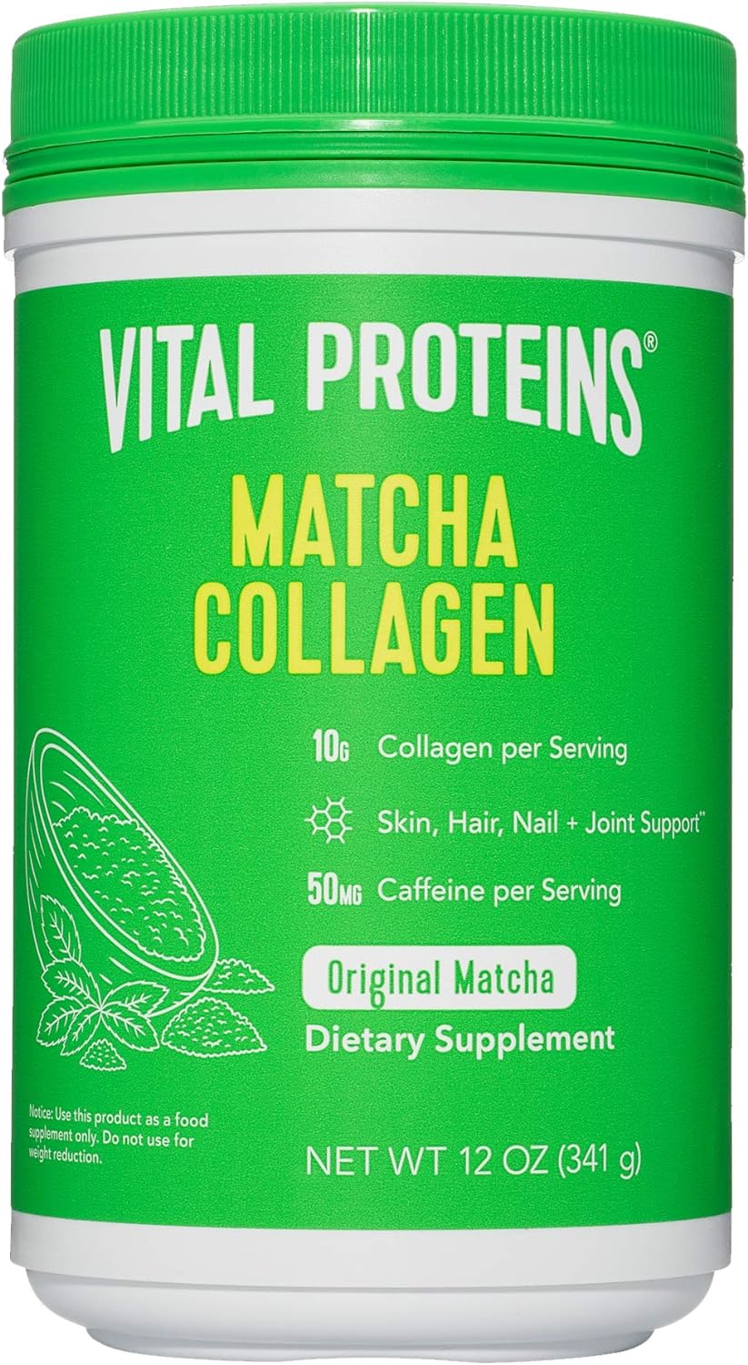 Vital Proteins Matcha Collagen Peptides Powder Supplement, Matcha Green Tea Powder, 12oz, Original Flavored