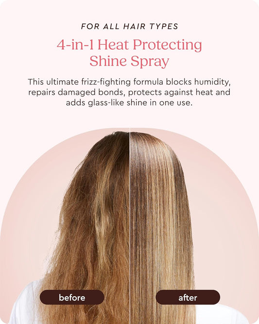 Glaze Mirrorglaze Super Sleek Hair Shine Spray – Transforms Frizz To Glass-Like Shine, Protects From Heat, Blocks Humidity + Repairs Bonds – 6.4 Oz