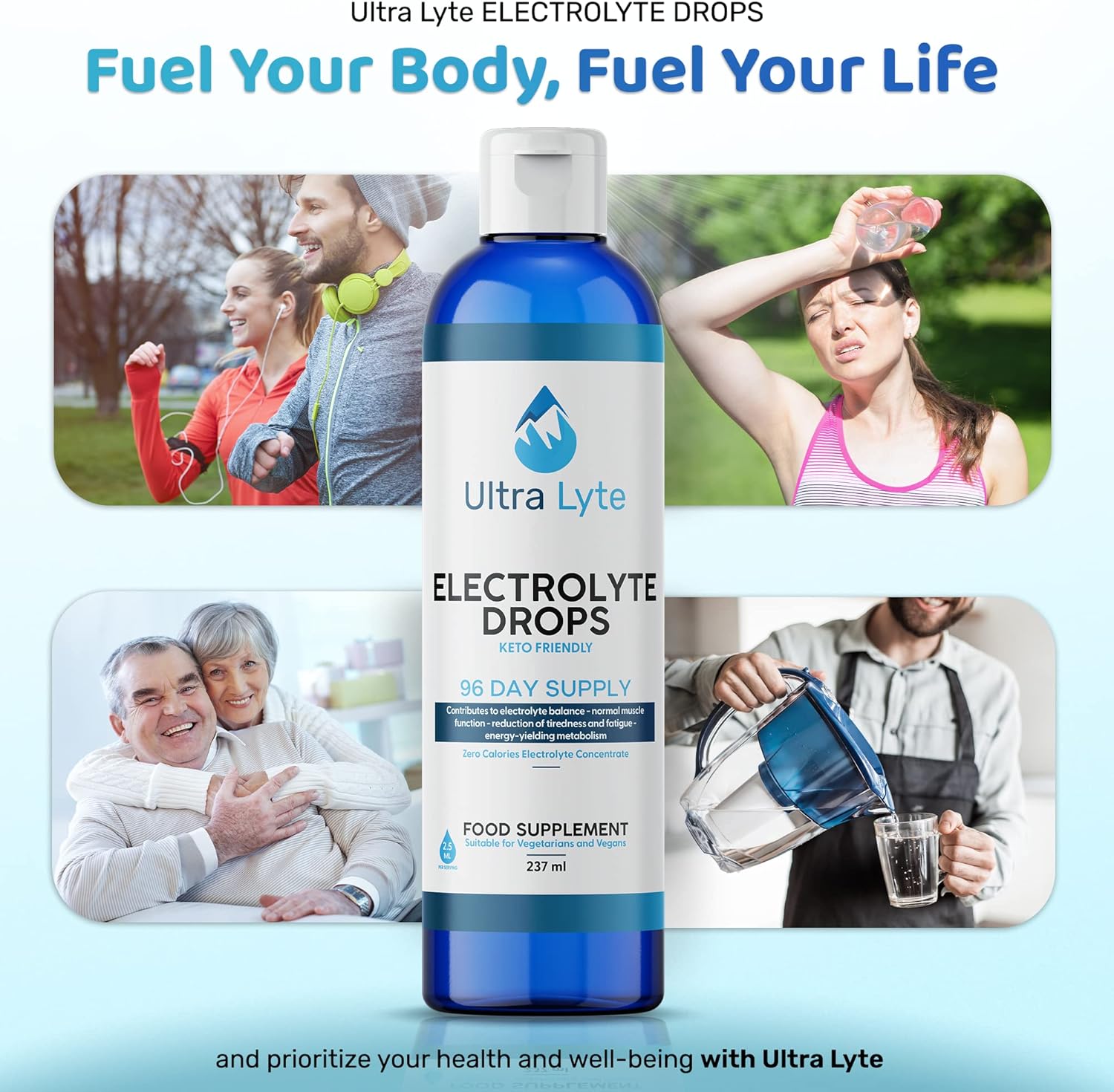 Ultra Lyte Keto Electrolytes Trace Mineral Drops – Highly Concentrated Mineral Supplements With Zero Calories – Vegan-Friendly Electrolyte Drops For Hydration, Muscle Cramp – 96 Servings