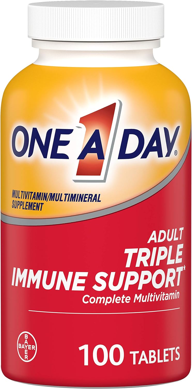 One A Day Adult Triple Immune Support* Complete Multivitamin, Supplement With Vitamins C, Vitamin D, & Zinc, 100 Count