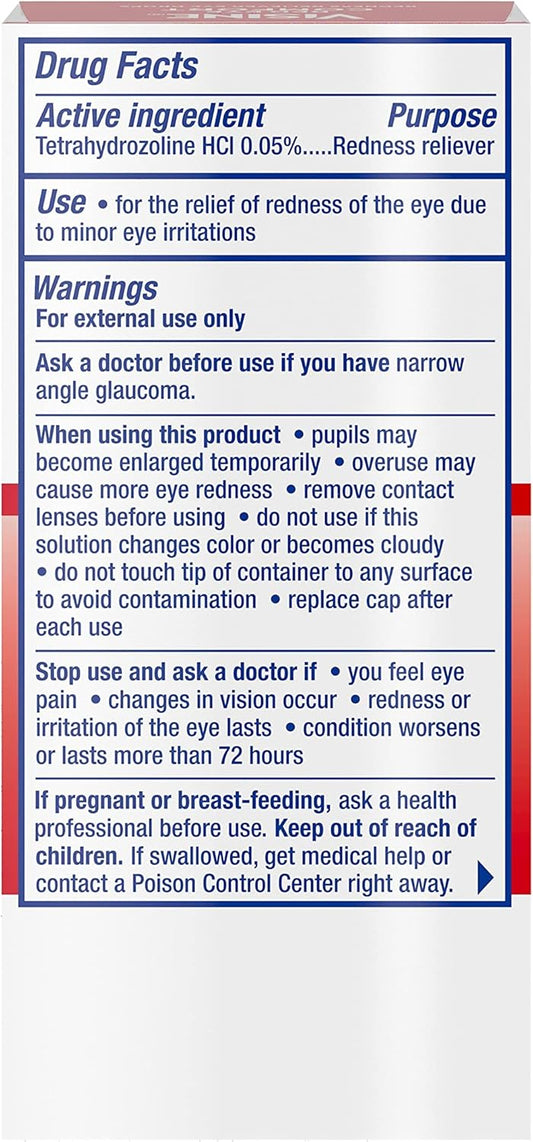 Visine Red Eye Comfort Redness Relief Eye Drops To Help Relieve Red Eyes Due To Minor Eye Irritations Fast, Tetrahydrozoline Hcl, 0.5 Fl. Oz