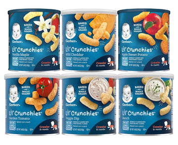 Gerber Snacks for Baby Lil’ Crunchies Baked Grain Snack (Sampler, Pack of 6)