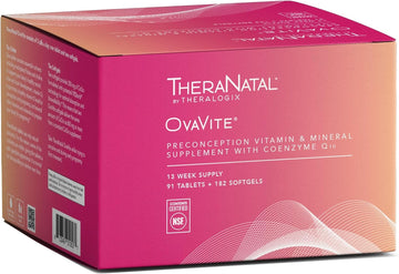 Theralogix TheraNatal OvaVite Preconception Vitamins - 13-Week Supply - Prenatal Vitamins & Fertility Supplement for Women with CoQ10* - NSF Certified - 91 Tabs, 182 Softgels (91 Servings)