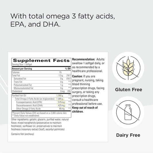 Integrative Therapeutics Pure Omega Ultra Hp 1392 Mg- Omega-3 Fatty Acid Supplement From Fish Oil - Supplement With Epa And Dha - Gluten-Free - Sustainably Sourced - 90 Softgels