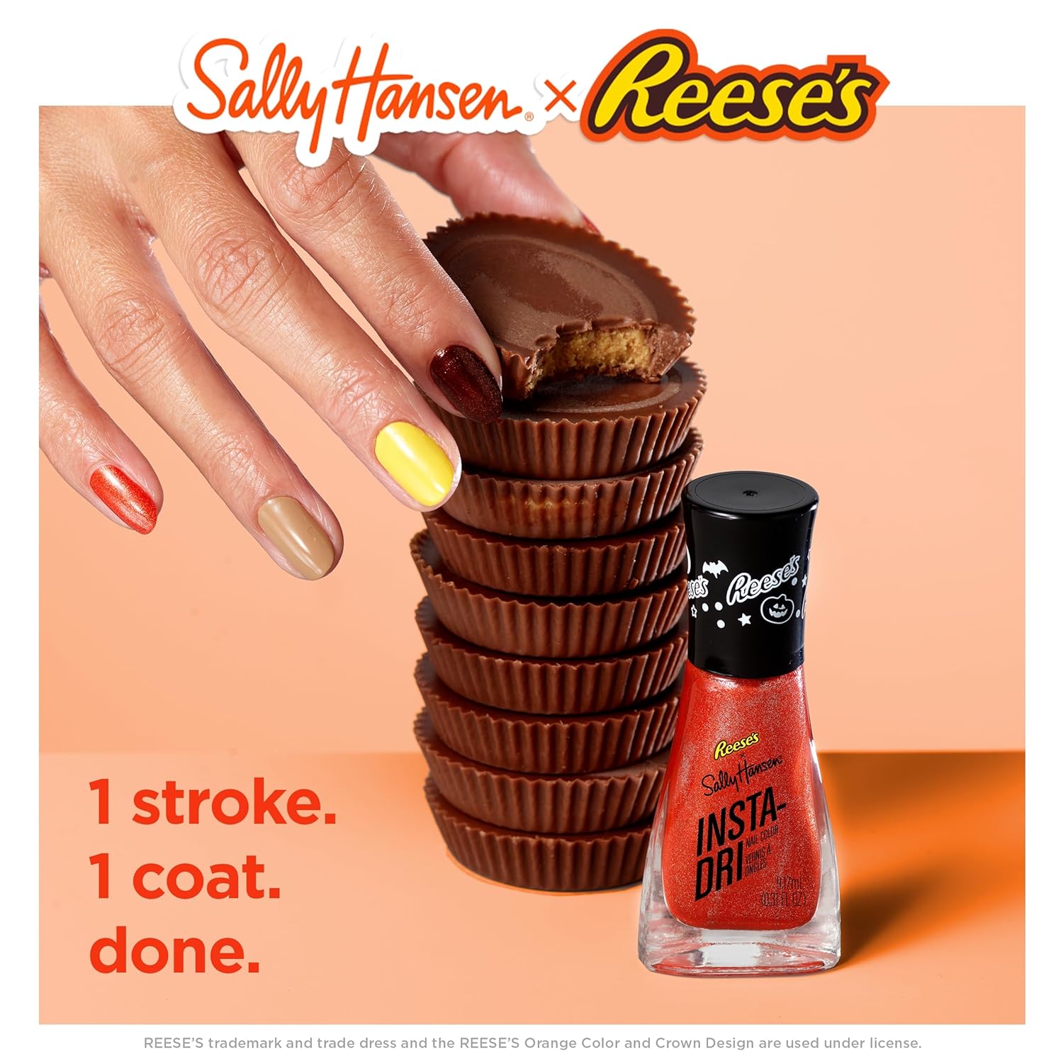 Sally Hansen Insta-Dri, REESE'S Candy & REESE'S Rep Duo, Nail Polish Quick Dry, One-Coat Application, Doesn't Chip, Long-Lasting, Perfect for on the Go, 0.6oz : Beauty & Personal Care