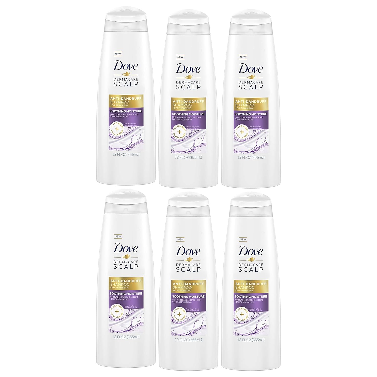 Dove Dermacare Scalp Anti-Dandruff Shampoo Soothing Moisture 12 Oz Pack Of 6