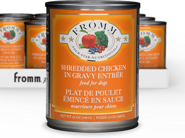 Fromm Four-Star Nutritionals Shredded Chicken In Gravy Entrée Dog Food - Premium Wet Dog Food - Chicken Recipe - Case Of (12) 12 Oz Cans