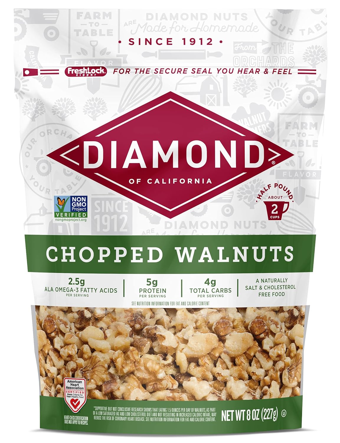 Diamond Of California Chopped Walnuts, 8 Oz - 6 Count