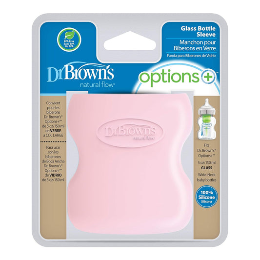 Dr. Brown'S Natural Flow Options+ Glass Baby Bottle Sleeves,100% Silicone,5 Oz,Wide-Neck,Pink