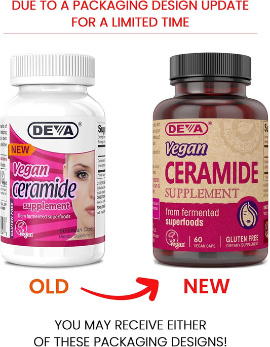 Deva Vegan Vitamins Skin Restoring Ceramide Supplement Tablets, 60 Count, (Pack Of 2)