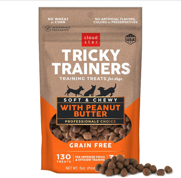 Cloud Star Tricky Trainers Soft & Chewy Dog Training Treats 5 Oz Pouch, Peanut Butter Flavor, Grain-Free Low Calorie Behavior Aid With 130 Treats