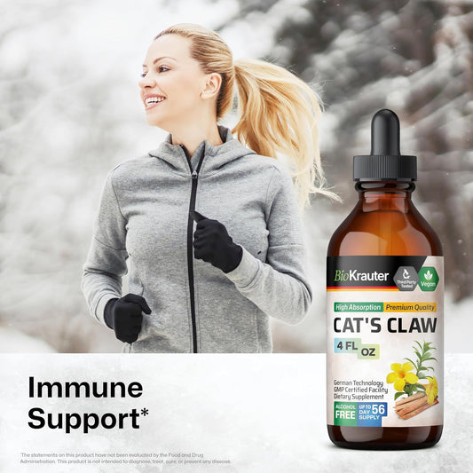 Bio Krauter Cats Claw Tincture - Liquid Cats Claw Herb For Immune Support - Alcohol & Sugar Free - Vegan Drops 4 Fl.Oz