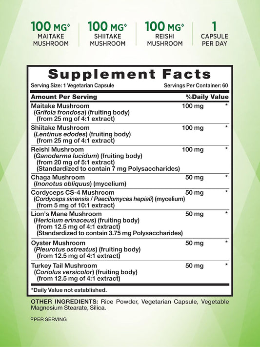 Nature'S Truth Mushroom Complex Capsules | 60 Count | Full Spectrum Complex Of Super 8 Mushrooms | Non-Gmo, Gluten Free Supplement