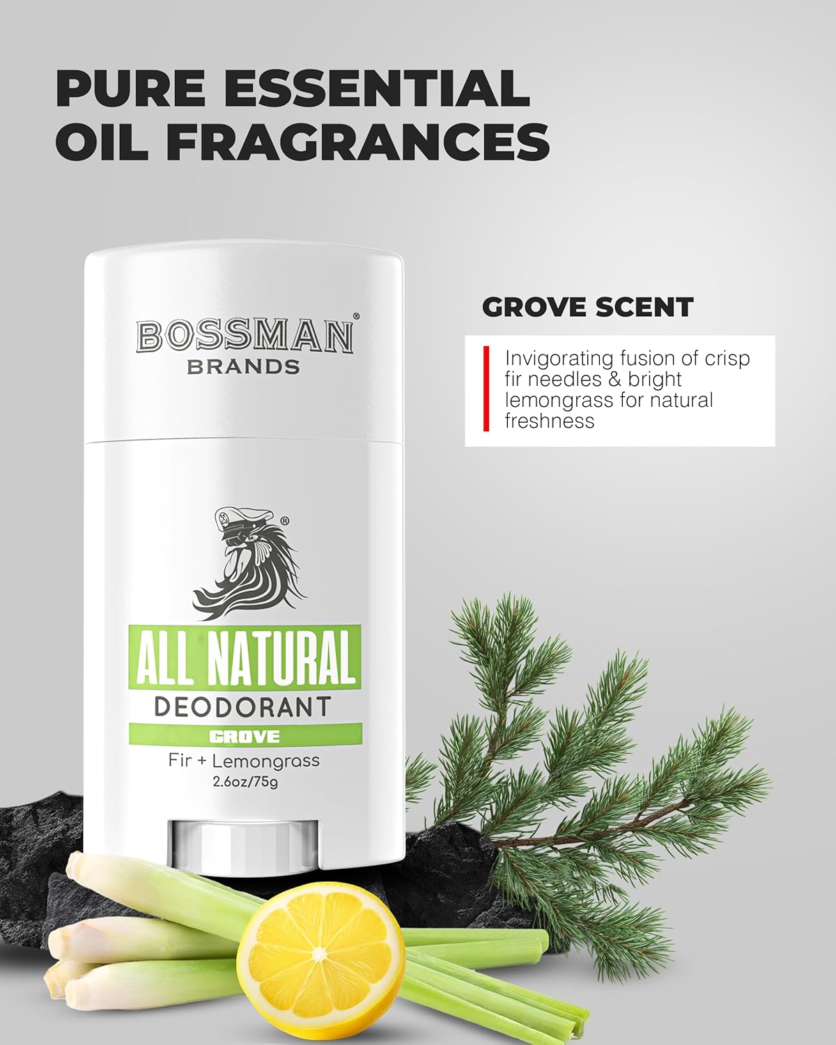 Bossman Unisex, All Natural Deodorant For Men & Women | Aluminum Free | 24 Hours Of Protection | Grove Scent : Beauty & Personal Care