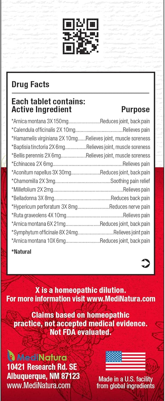 T-Relief Arnica +12 Natural Actives - Whole Body Fast-Acting Formula For Women & Men - 100 Tablets