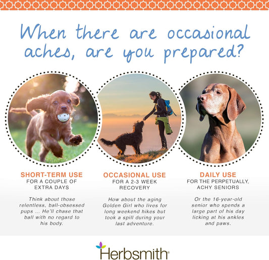 Herbsmith Comfort Aches – Herbal Pain Relief For Dogs + Cats – For Pet Aches + Pains – Anti-Inflammatory Supplement – 20 Tablets