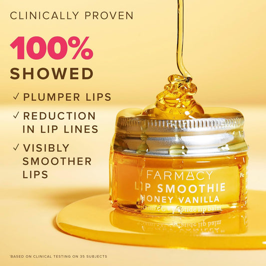 Farmacy Lip Smoothie Peptide Lip Balm - Lip Moisturizer & Plumper with Vitamin C - Honey Vanilla Scented with High Gloss Finish