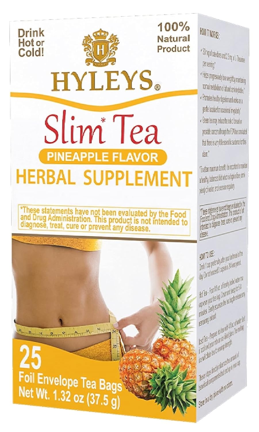 Hyleys Slim Tea Weight Loss Herbal Supplement With Goji Berry - Cleanse And Detox - 50 Tea Bags