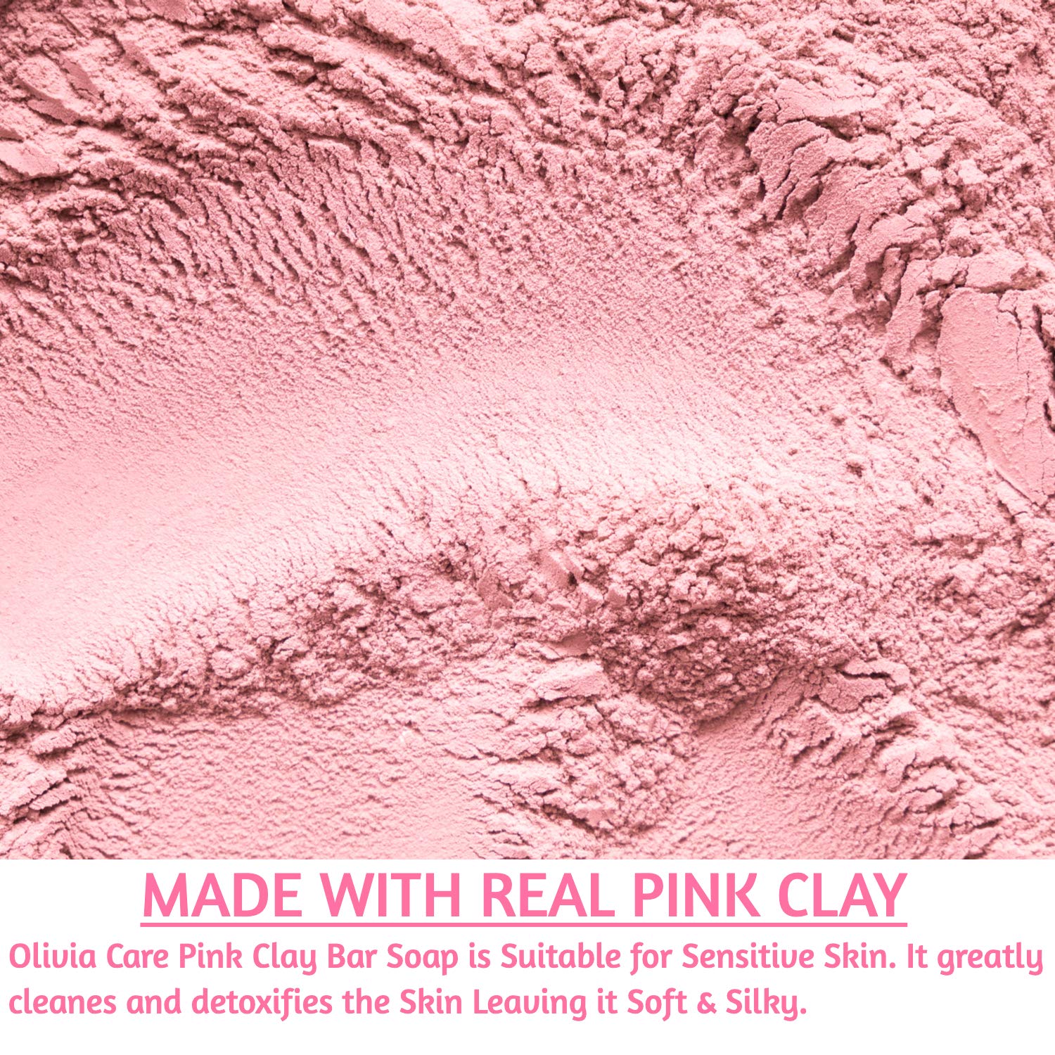 Pink Clay Charcoal Bar Soap By Olivia Care - 100% Natural, Vegan & Organic - For Face & Body - Detoxify, Exfoliate, Hydrate, Glows, Moisturize & Deep Clean - Leave Skin Smooth & Silky - 8 Oz : Beauty & Personal Care