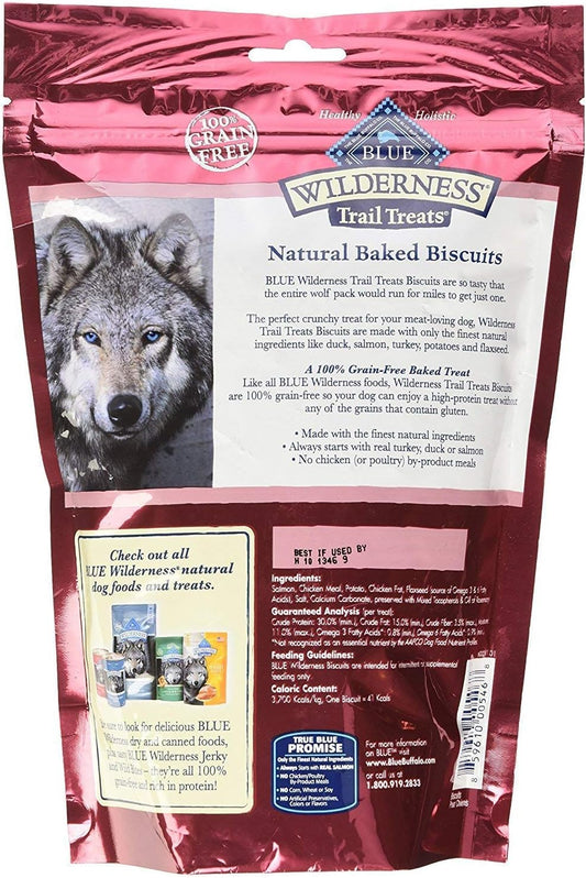 Wilderness Blue Buffalo Trail Treats Grain-Free Dog Biscuits 2 Flavor Variety Bundle: (1) Duck, and (1) Salmon, 10 Ounces
