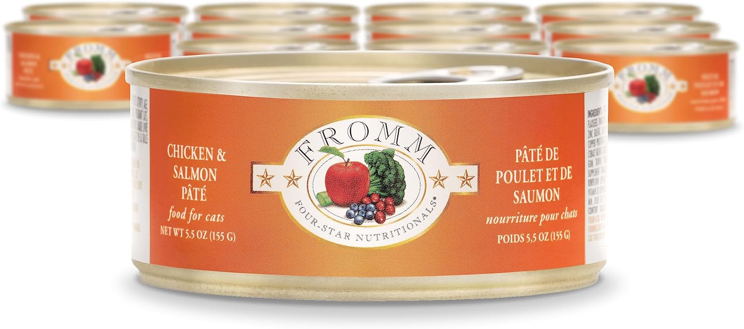 Fromm Four-Star Nutritionals Chicken & Salmon Pate Cat Food - Premium Wet Cat Food - Chicken Recipe - Case Of (12) 5.5 Oz Cans