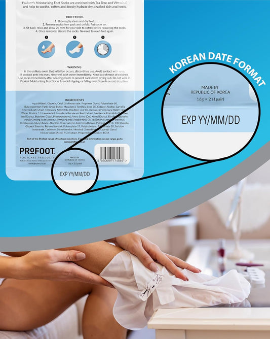 Profoot Moisturising Foot Socks - Deep Treatment For Feet - Ideal For Dry Skin - Soothes, Softens & Deeply Hydrates Cracked Heels & Skin - Intensive Repair For Dry Skin - Vitamin E & Tea Tree - 2 Pack