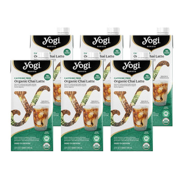 Yogi Barista Caffeine-Free Organic Chai Latte - 32 Fluid Oz (6 Pack) - Organic Chai Tea Concentrate - Supports Healthy Digestion - Includes Rooibos Tea, Ginger, Cardamom, Cinnamon & More