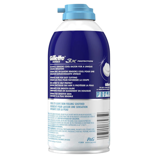 Gillette Series Sensitive Cool Shaving Foam, 11 Oz. (Pack Of 6)