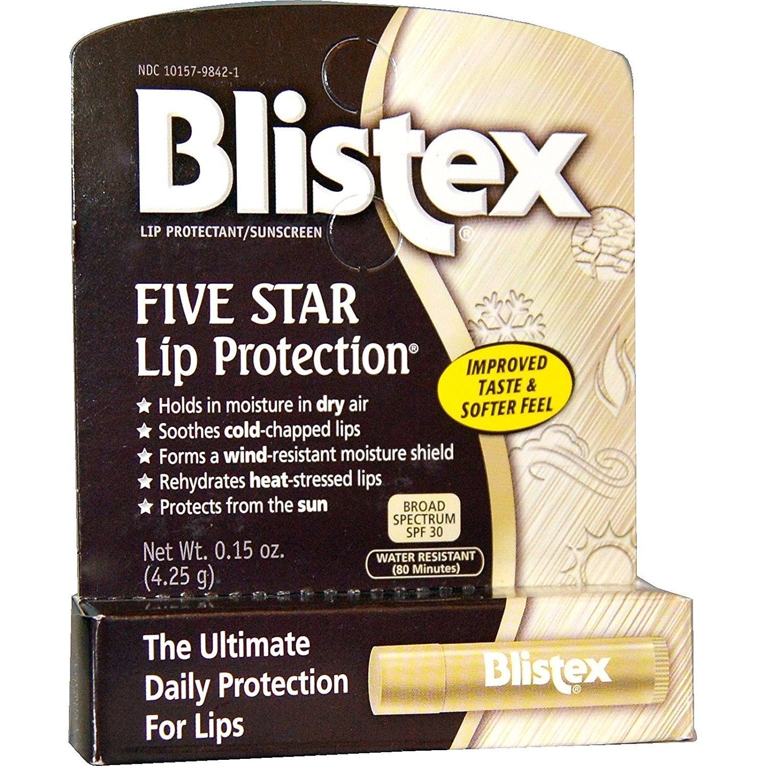 Blistex Five Star Lip Protection Balm, 0.15 Ounce – Wind & Water-Resistant Lip Care, Broad Spectrum SPF 30 Sun Protection, Soothes Cold Chapped Lips, Hydrating Lip Treatment, Holds in Moisture : Lip Balms And Moisturizers : Beauty & Personal Care