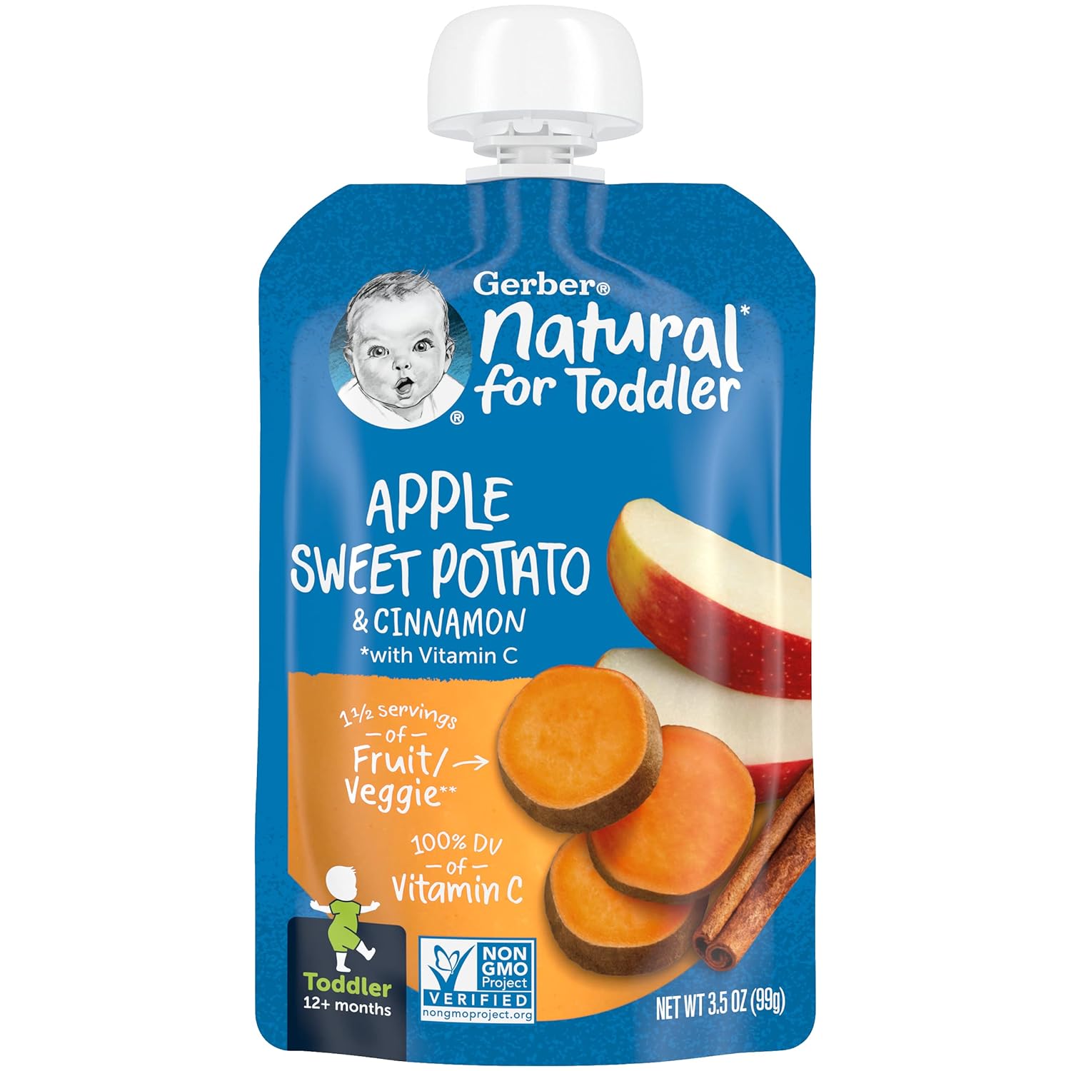 Gerber Baby Food Apple Sweet Potato, 3.5 Oz Pouch