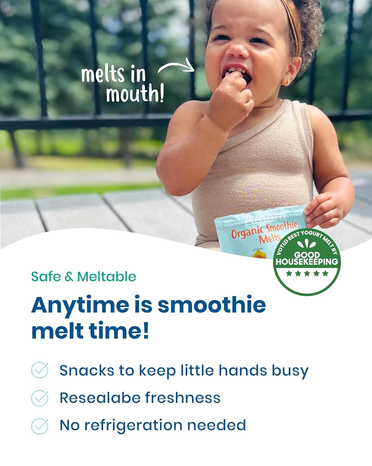 Amara Smoothie Melts - Mighty Sweet Greens - Baby Snacks Made With Fruits and Vegetables - Healthy Toddler Snacks For Your Kids Lunch Box - Organic Plant Based Yogurt Melts - 6 Resealable Bags : Baby