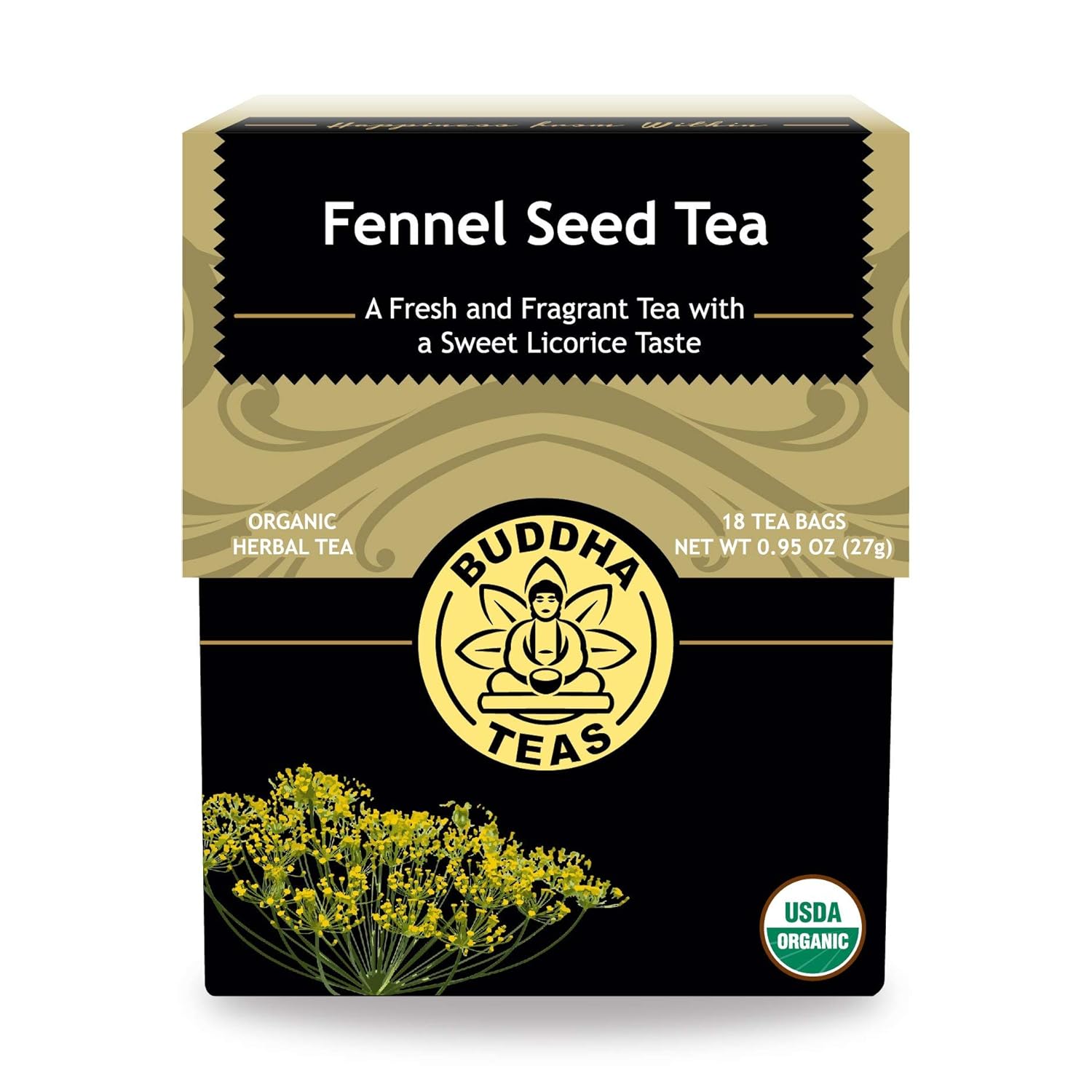 Buddha Teas Organic Fennel Seed Tea - Ou Kosher, Usda Organic, Ccof Organic, 18 Bleach-Free Tea Bags