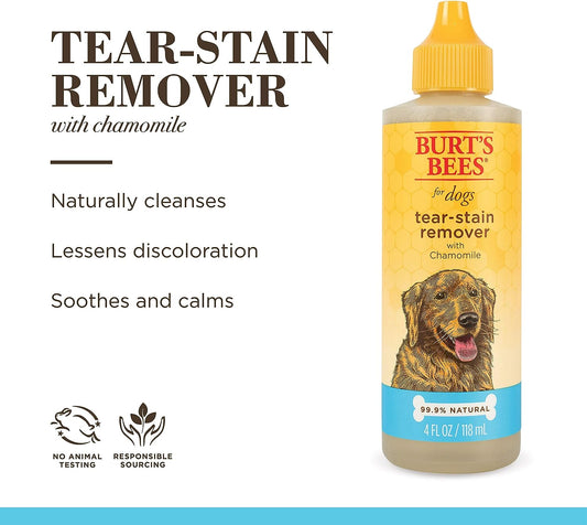 Burt's Bees for Pets Natural Tear Stain Remover for Dogs with Chamomile | Calming and Effective Puppy & Dog Tear Stain Remover | Cruelty Free, Sulfate & Paraben Free- Made in USA, 4 oz - 24 Pack