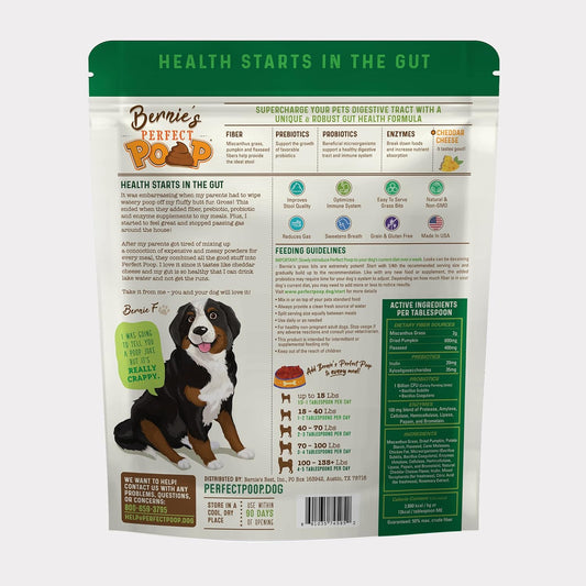 Perfect Poop Digestion & General Health Supplement for Dogs: Fiber, Prebiotics, Probiotics & Enzymes Relieves Digestive Conditions, Optimizes Stool, and Improves Health (Cheddar Cheese, 30.0)