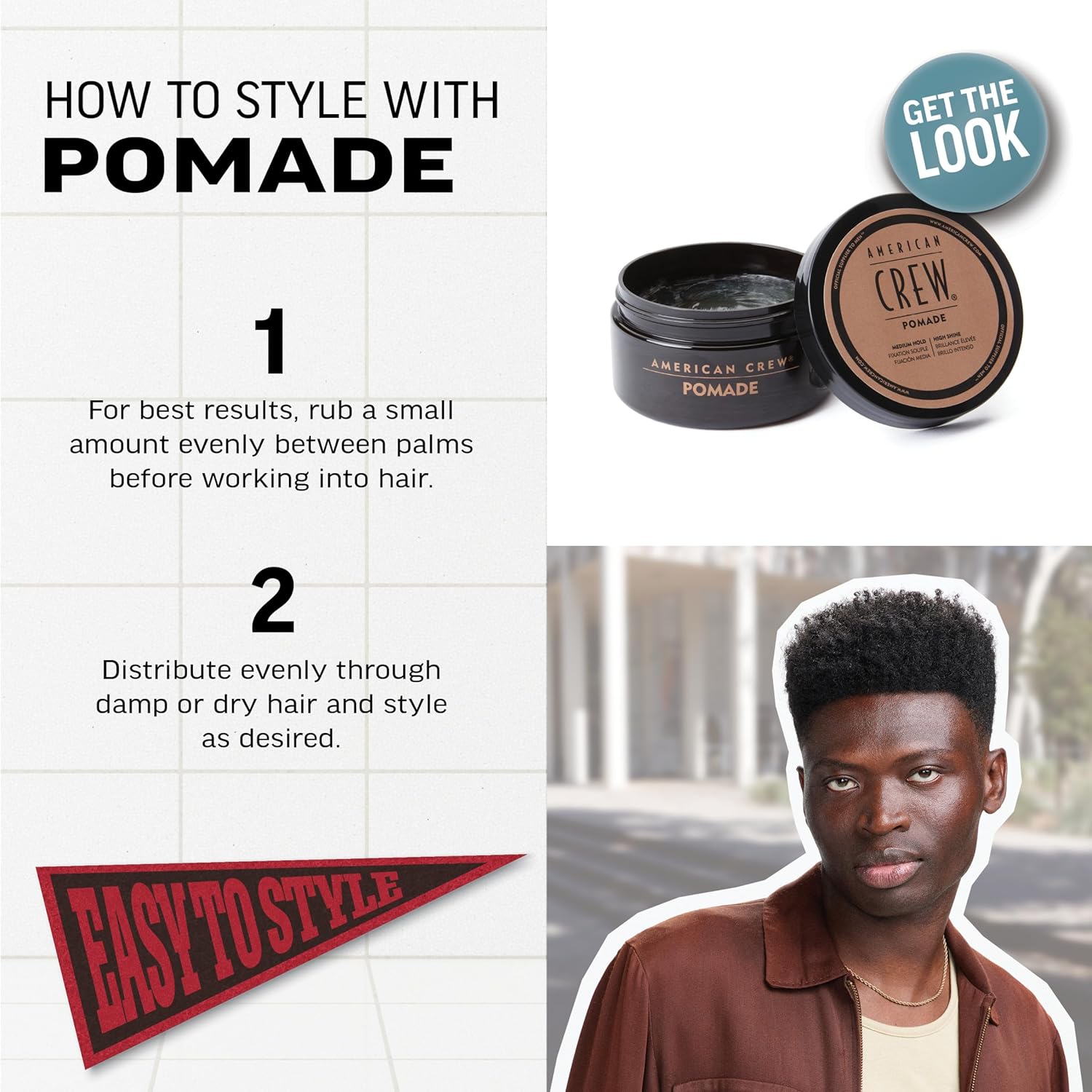 American Crew Men'S Hair Pomade, Like Styling Gel With Medium Hold & High Shine, Travel Size, 1.7 Oz : Beauty & Personal Care