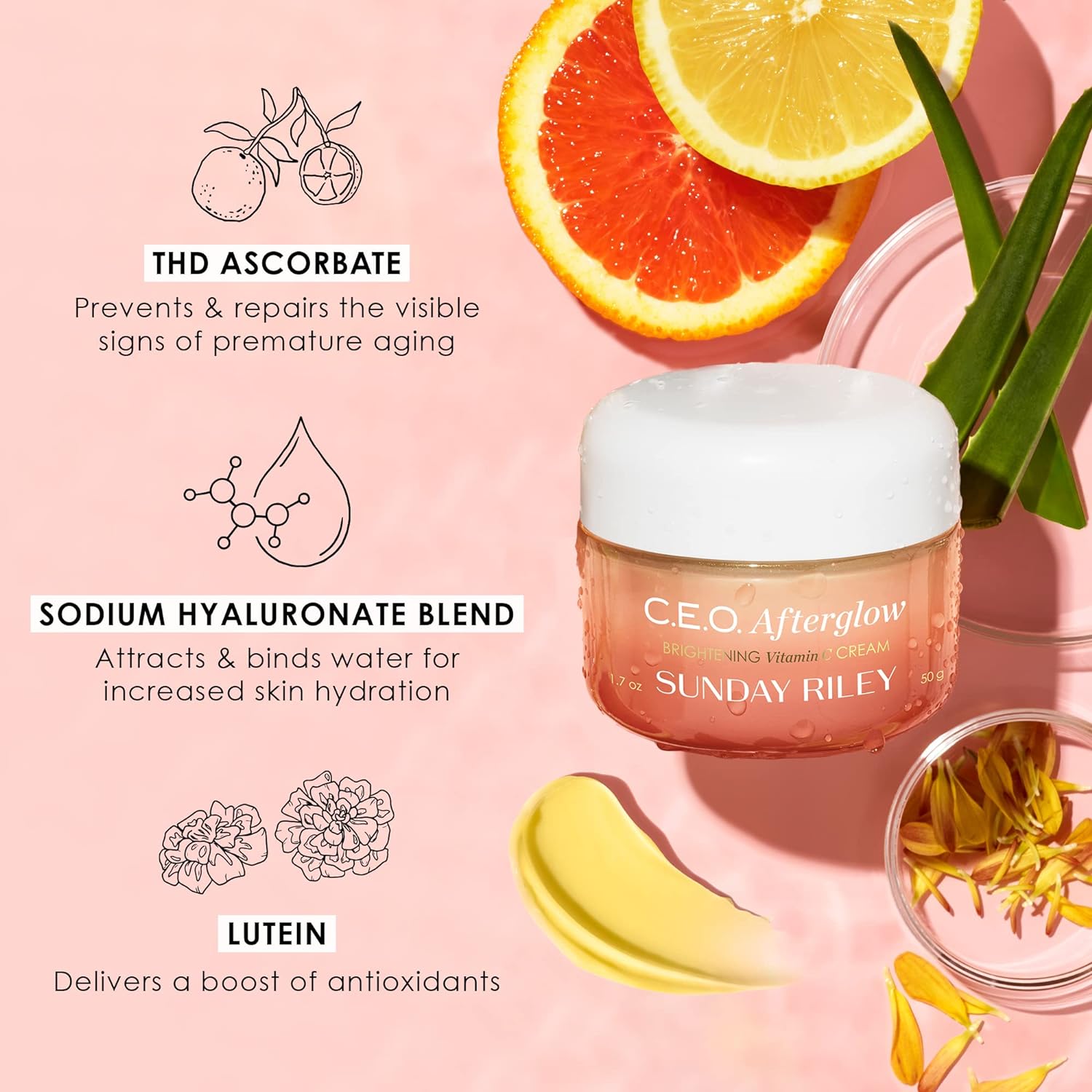Sunday Riley C.E.O. Afterglow Brightening Vitamin C Gel Cream 0.5Oz : Beauty & Personal Care