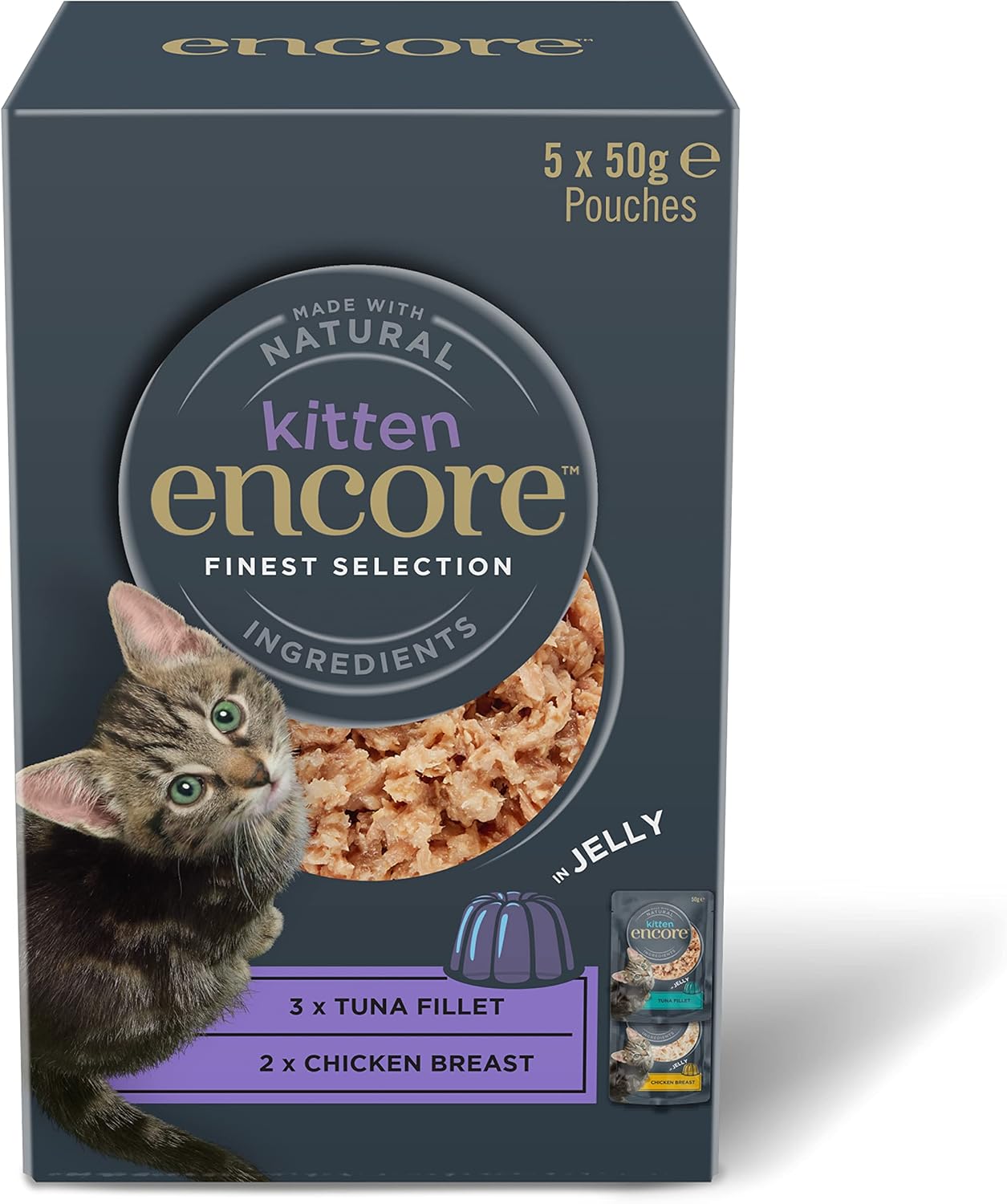 Encore Natural Wet Kitten Food, Multipack Chicken and Tuna in Jelly 50g Pouch (5x50g)?ENC8350-1EN