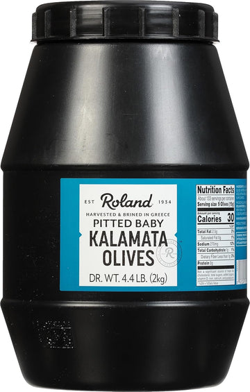 Roland Foods Pitted Baby Kalamata Olives From Greece, 4.4 Pound, Packaging May Vary