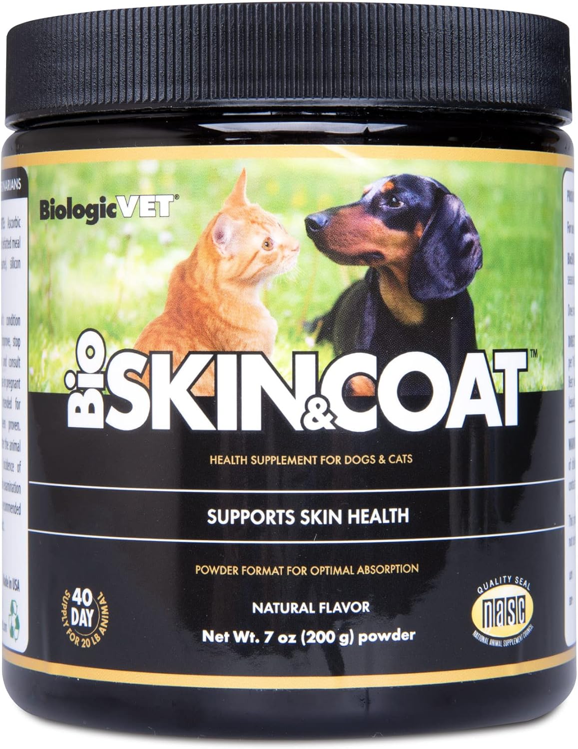 Bioskin & Coat Natural Antihistamine Supplement For Dogs & Cats, Supports Skin Health And Helps Maintain Normal Histamine Levels, 40-Day Supply For 20-Lb. Animal, 7-Oz. Powder