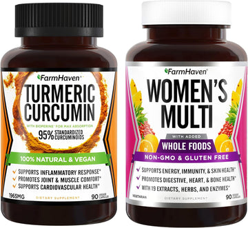 FarmHaven Bundle - Multivitamin for Women and Turmeric Curcumin with BioPerine Black Pepper : Health & Household