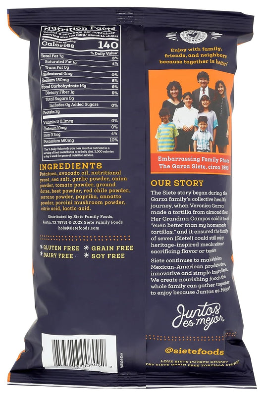 Siete Family Foods Chipotle Bbq Potato Chips, 5.5 Oz Bag