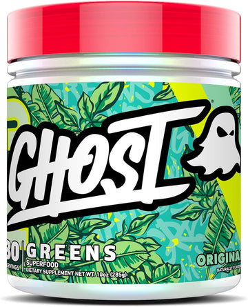 Ghost Greens Superfood Powder, Original - 30 Servings - 19 Super Greens & Reds, Fruits, Vegetables, Spirulina, & Chlorella, Prebiotics, 10 Billion Cfu Probiotic & Digestive Enzymes - Gluten-Free