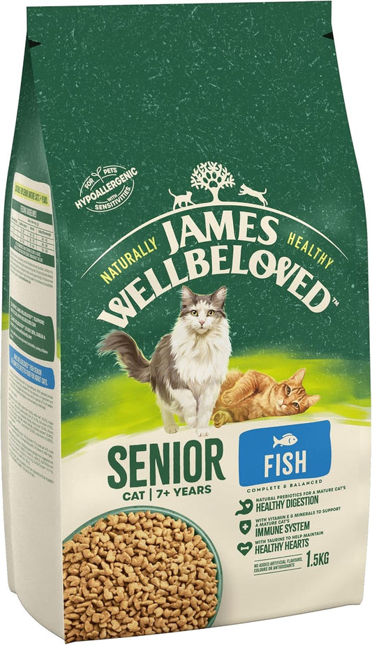 James Wellbeloved Senior Fish 1.5 kg Bag, Hypoallergenic Dry Cat Food?03JW17