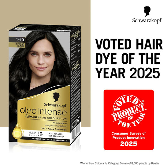 Schwarzkopf Oleo Intense Permanent Oil Colour 5-77 Light Copper Brown Hair Dye, 100% Grey Coverage, Conditioner With Haptiq System, Long-Lasting Colour, Ammonia Free