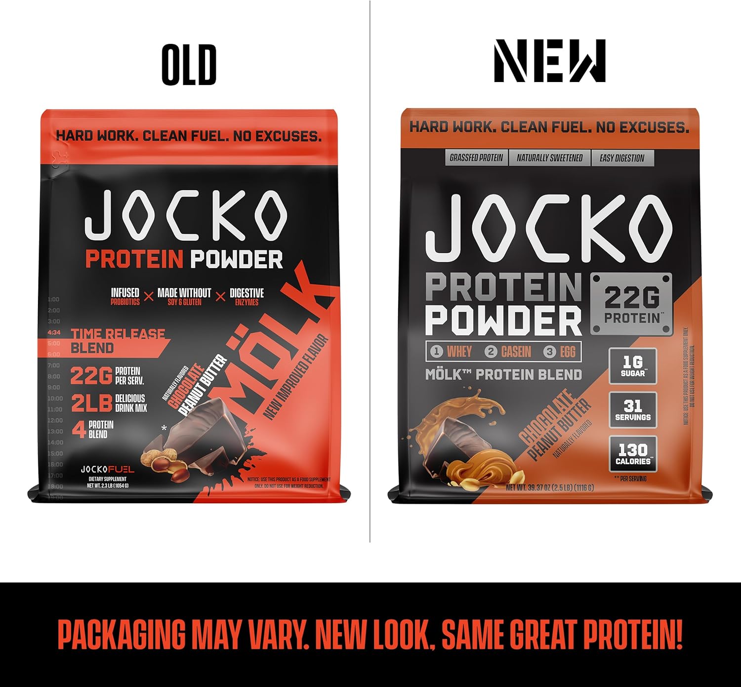 Jocko Mölk Whey Protein Powder 22g Sugar Free Monk Fruit Blend - Muscle Recovery & Growth, Packaging May Vary (31 Servings, Chocolate Peanut Butter) : Health & Household